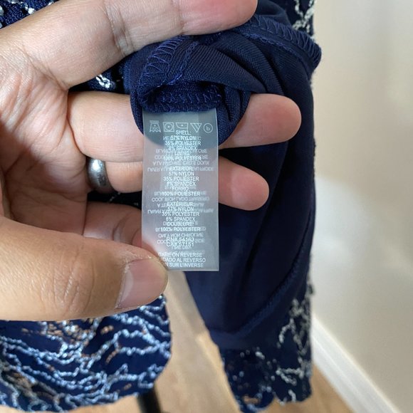 Karl Lagerfeld Paris Navy Embroidered Mini Dress 8 - Picture 9 of 9